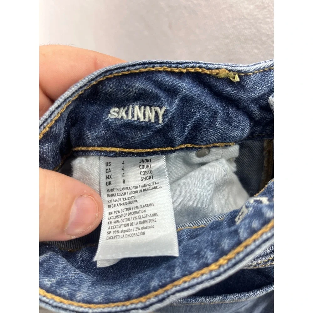 American Eagle Skinny Jeans Womens 4 Short Blue Denim Stretch‎ Medium Wash 3380